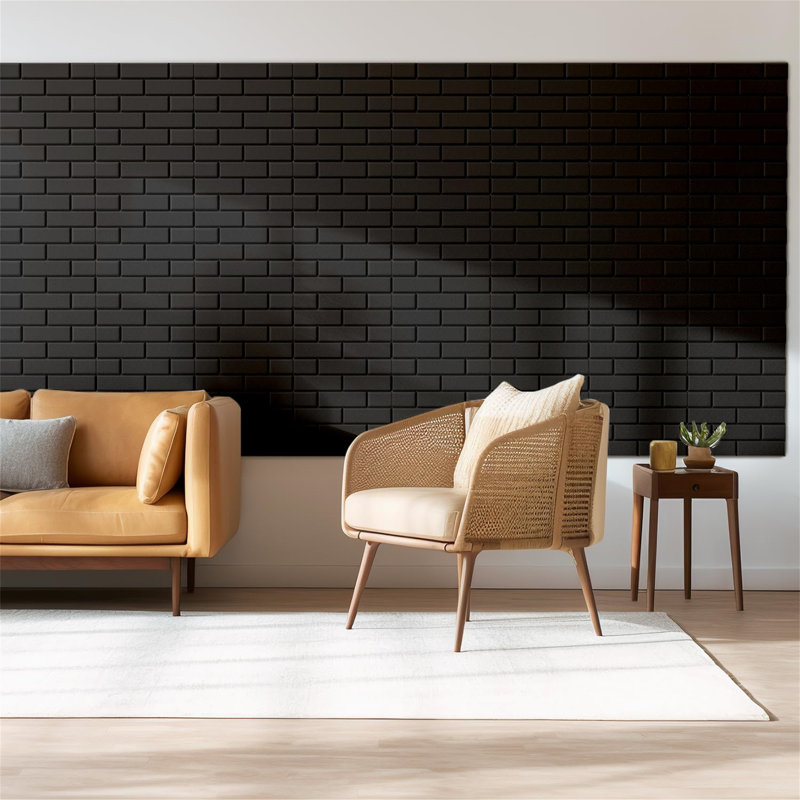 30.5 cm W Faux Brick Wall Paneling in Matte Black  (18-pack)