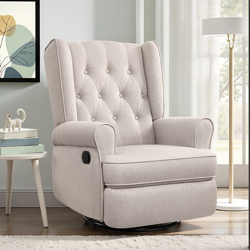 Fauteuil inclinable manuel oscillant avec repose-pieds Venancia, Beige