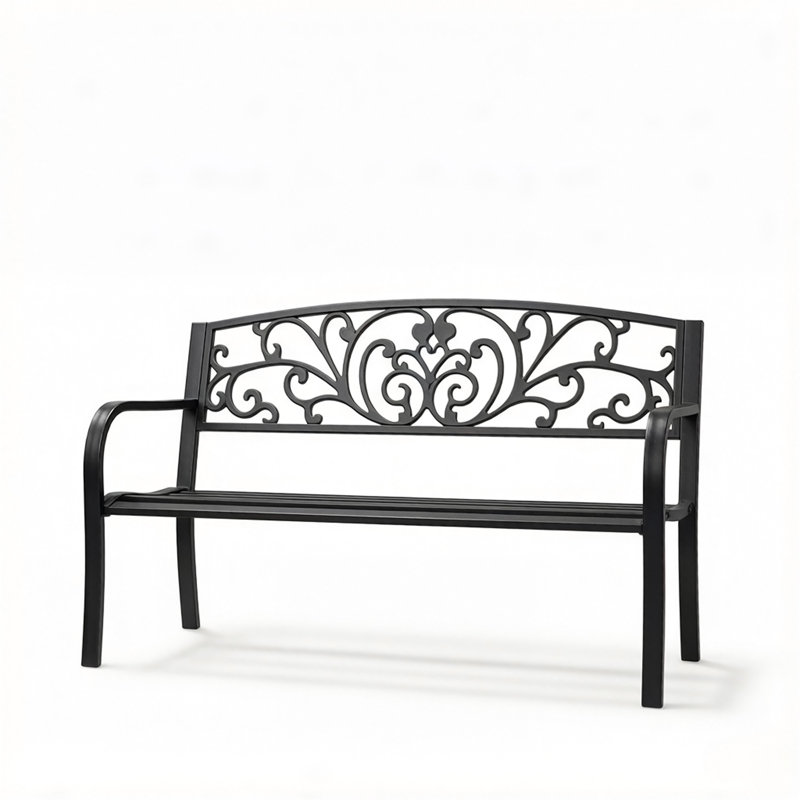 Banc de jardin élégant, banc de parc, banc d'extérieur à deux places avec dossier