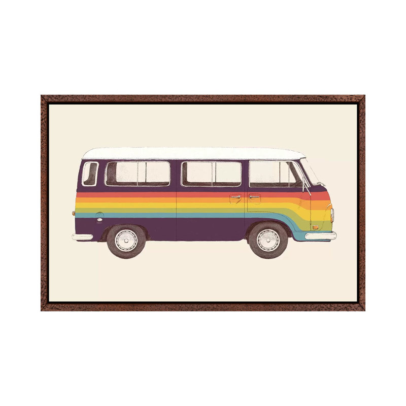 Van Rainbow by Florent Bodart - Print on Canvas, Classic Brown Wood Framed, 66.04 cm H x 45.72 cm W