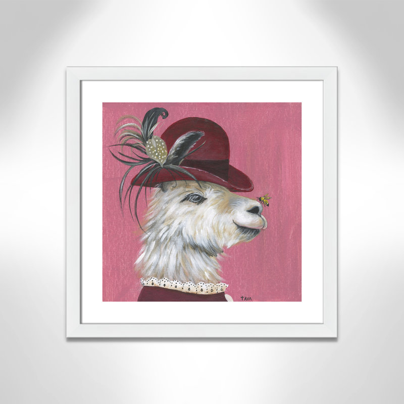 Art sur toile llama, H 24,5 po x l 24,5 po x P 0,625 po, Cadre blanc