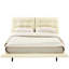 Cadre de lit grand blanc avec lumières à DEL, revêtu de cuir PU, lit flottant à boutons. Pieds dissimulés, télécommande pour une chambre à coucher décontractée, assemblage stable et fonctionnement silencieux en cuir-2064081000