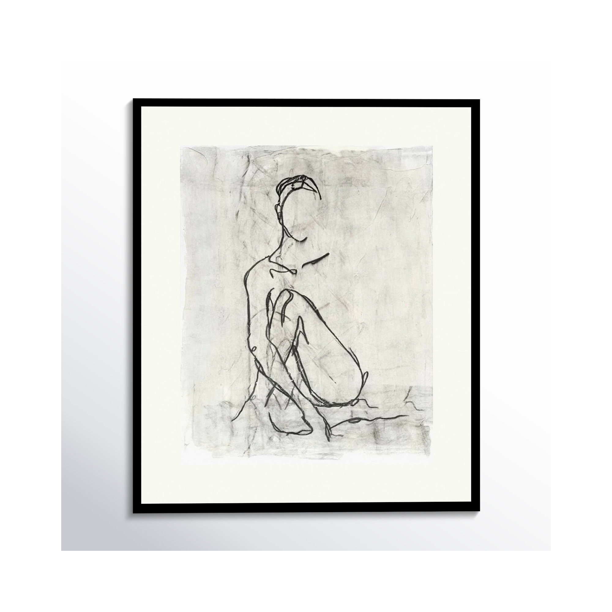 Embellished Nude Contour Sketch II by Ethan Harper, Black Framed Paper, 37" H x 31" W