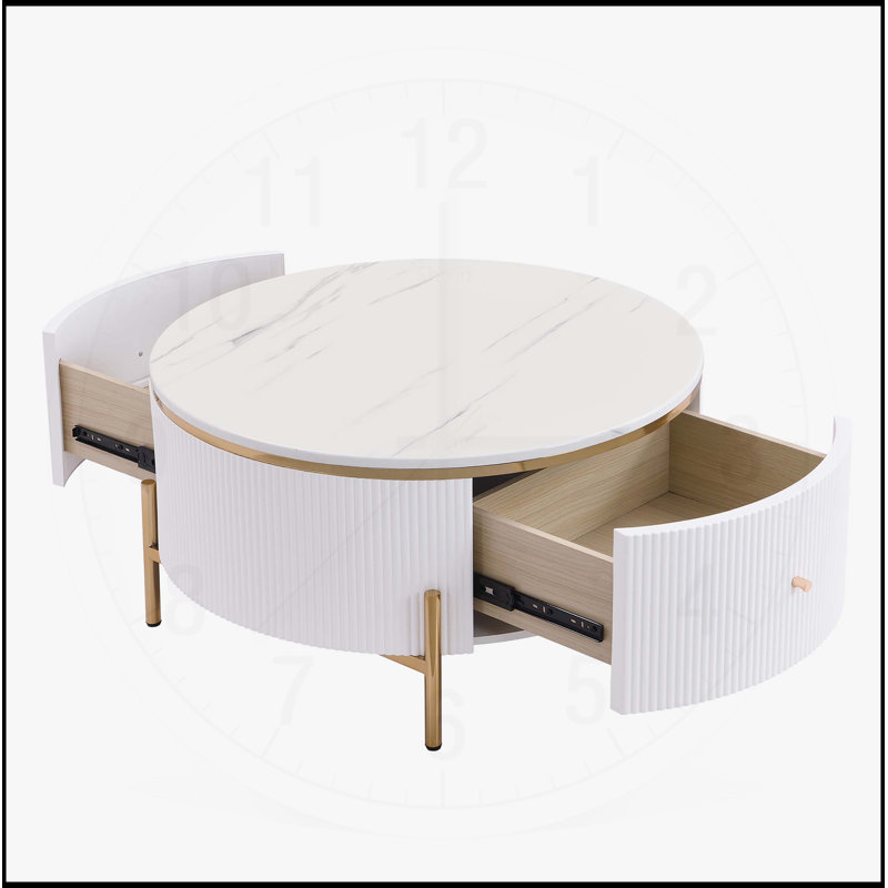 Table basse moderne avec 2 grands tiroirs, rangement spacieux et design élégant pour les salons contemporains
