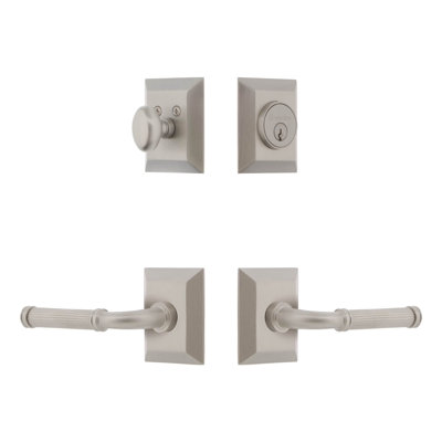 Fifth Avenue Square Rosette Complete Entry Set with Single Cylinder Deadbolt and Soleil Lever