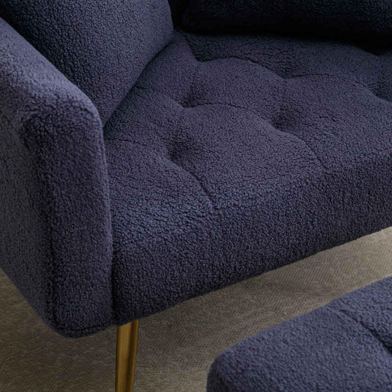 Chaise longue inclinable Asare, 100 % polyester bleu marine