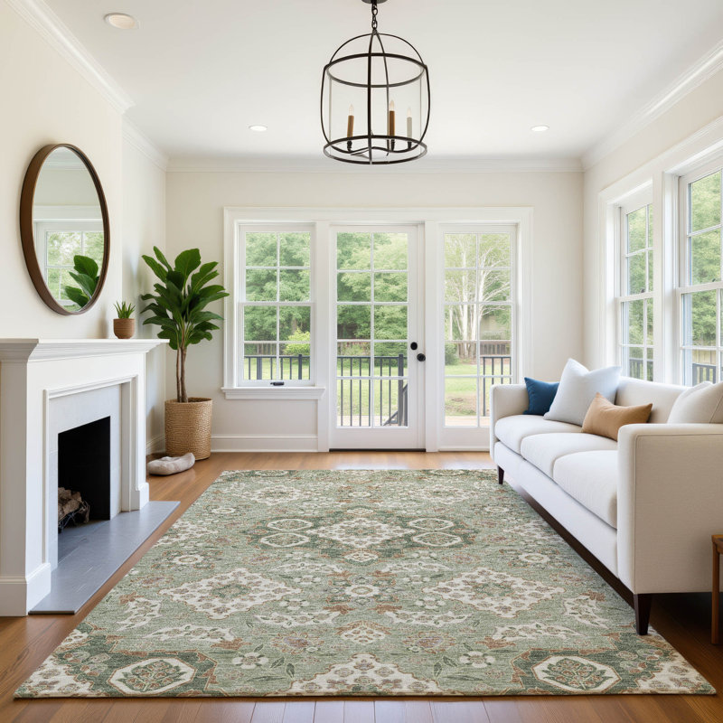 Premium Machine Washable Xamiera AMF1853 Global Rug, Rectangle 10' x 14'