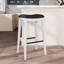 Tabouret 30 ", finition blanche, siège en cuir noir-121091836-121091834