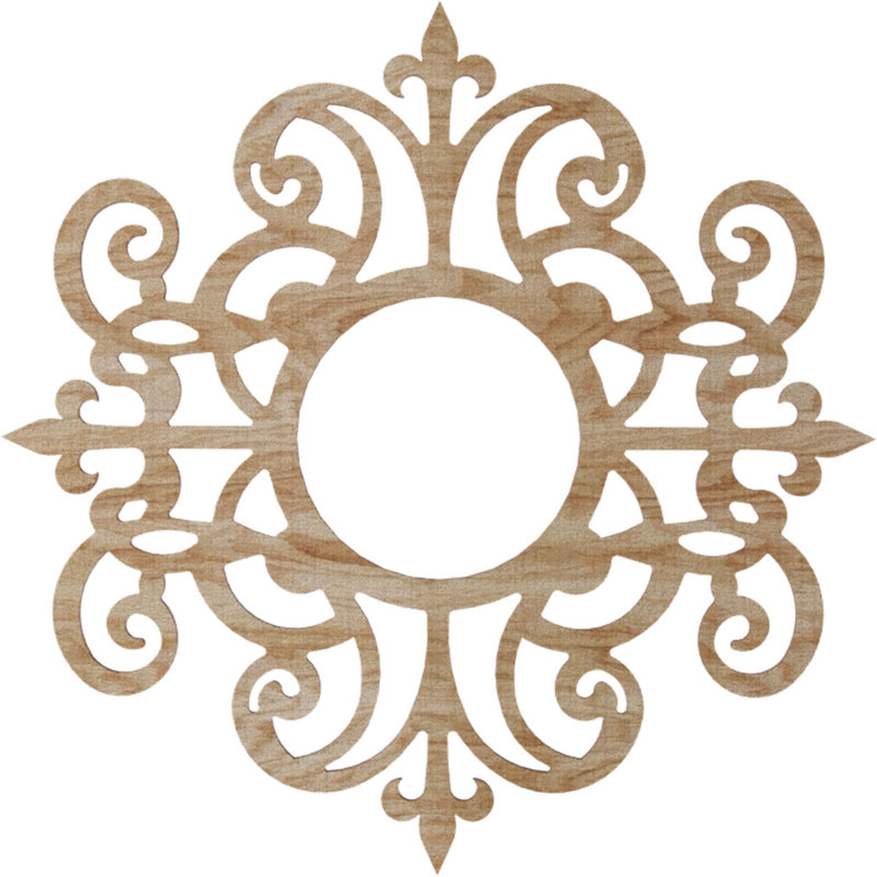 Médaillon de plafond en bois de Dijon, Chêne rouge, H 18 po x l 18 po x P 0,38 po