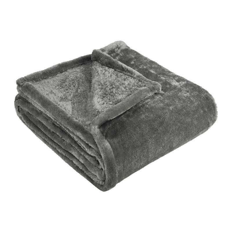 Charcoal Reversible Fleece Throw Blanket