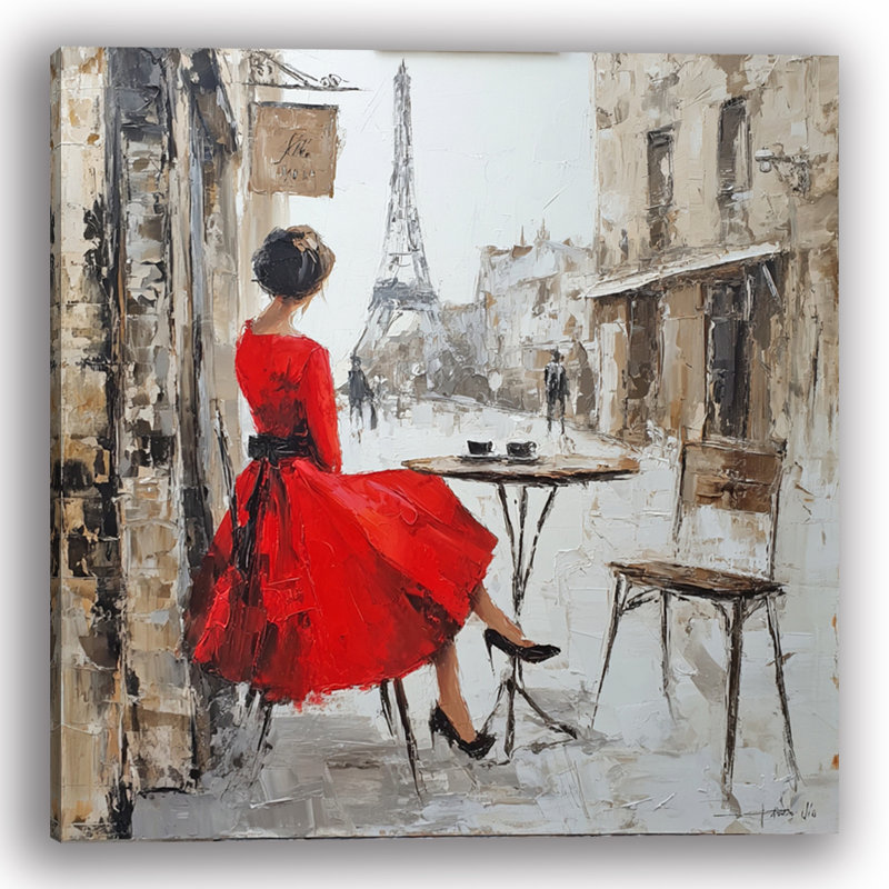 «Cafe Daydream in Paris», art mural sur toile tendue