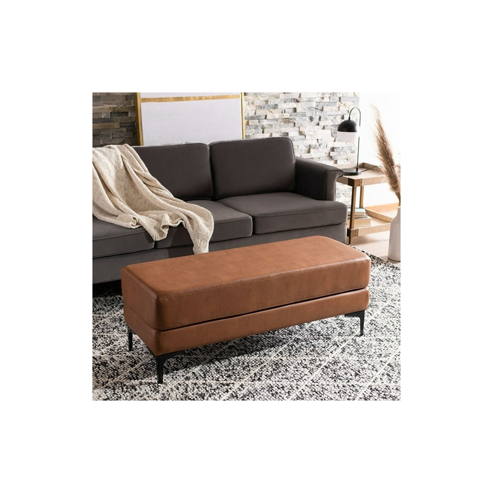 Lennie Upholstered Bench, Brown