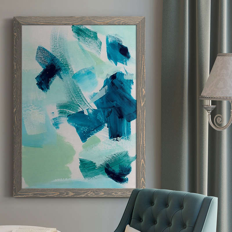 «Teal Composition II», reproduction d'un seul cadre photo sur toile, H 43,5 po x l 31,5 po x P 1 po, gris