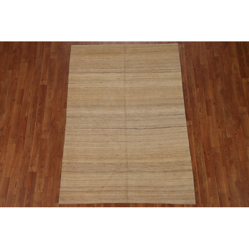 Tapis rayé en laine kilim moderne 4 x 6