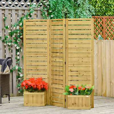 Freestanding Privacy Screen Wood Natural Versatile Outdoor Spaces