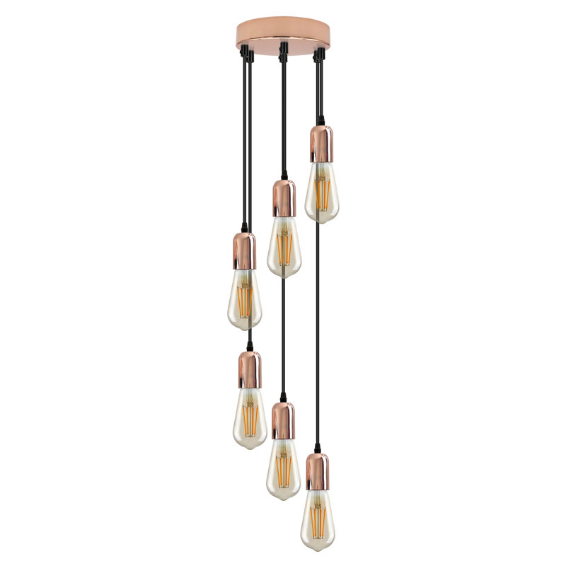 Juniperberry 6 - Light Rose Gold Cluster Pendant, No