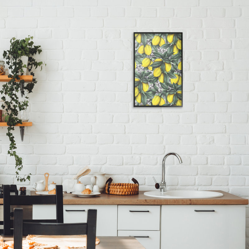 «Under The Lemon Tree», estampe numérique, design par Cecilia Battaini, H 18 po x l 12 po, Giclée encadrée noir minuit