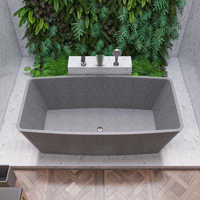 71'' x 35.4'' No Mounting / Installation Required Soaking Stone Bathtub