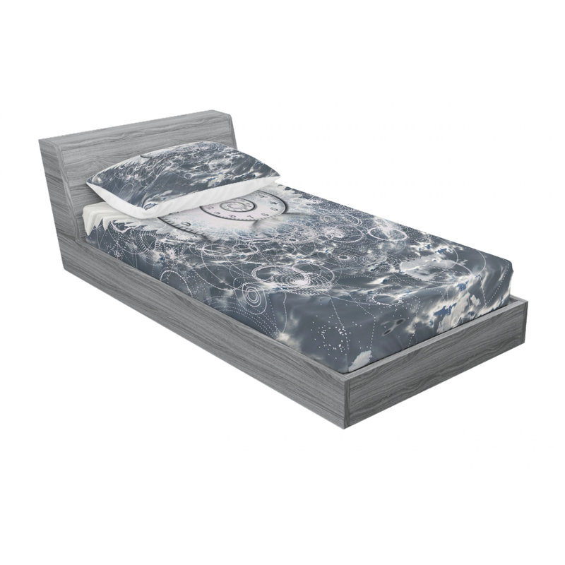 Microfiber Patterned Fitted Sheet, Twin Sheet Set with 1 Pillowcase