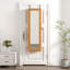 Armoire-penderie pour armoire à bijoux en bois massif avec miroir pleine longueur, 47,5 x 14,3 po, verrouillable au mur avec lumière DEL-132918190