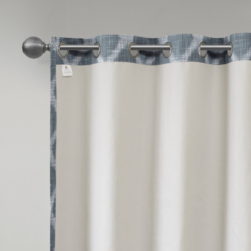 Blakesly Printed Ikat Blackout Single Curtain Panel, 50" W x 84" L, Navy