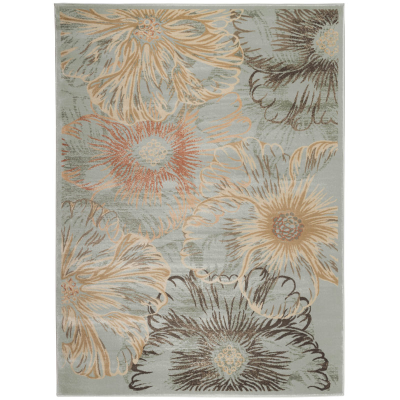 Tapis bleu / beige Garda, Rectangle 5 pi 3 po x 7 pi 3 po