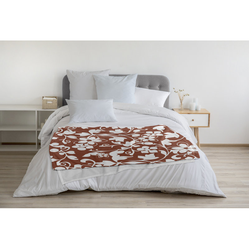 Jeté polaire floral, L 60 po x L 80 po, 1.95, rouille