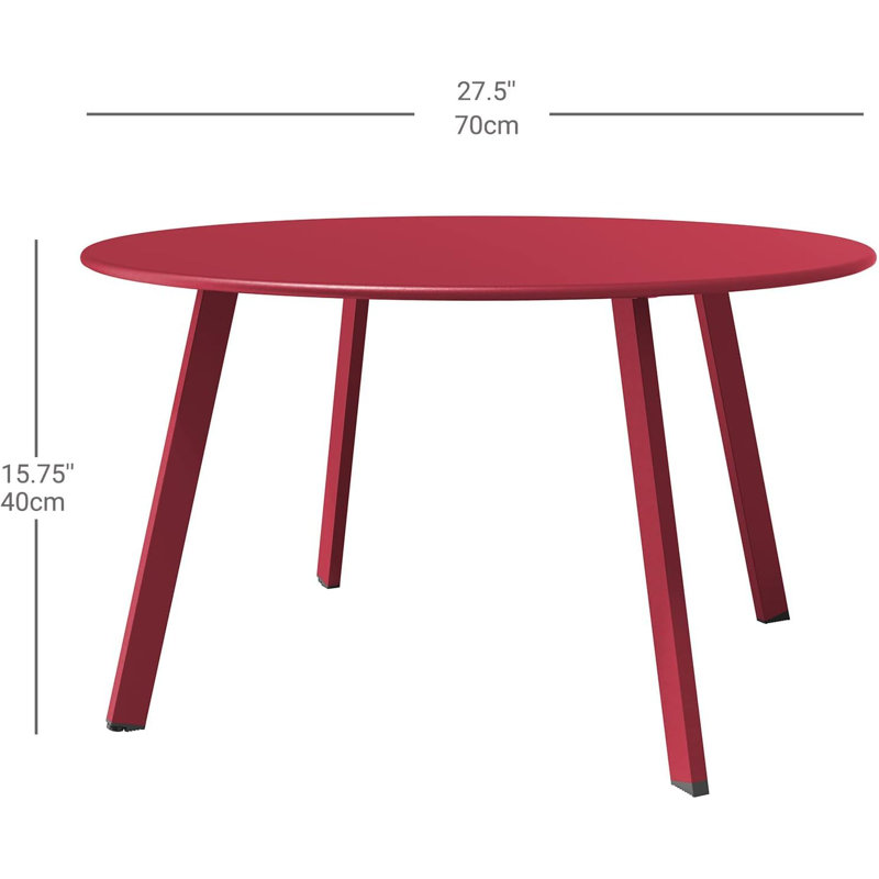 Aljawhara Round Metal Outdoor Coffee Table , 27.5'' in. W 27.5'' in. D, Red
