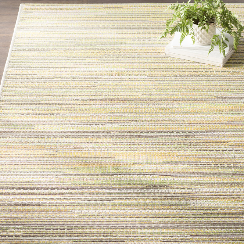 Tapis d'intérieur rayé jaune Garbielle Performance, Rectangle 7 pi 6 po x 10 pi 9 po
