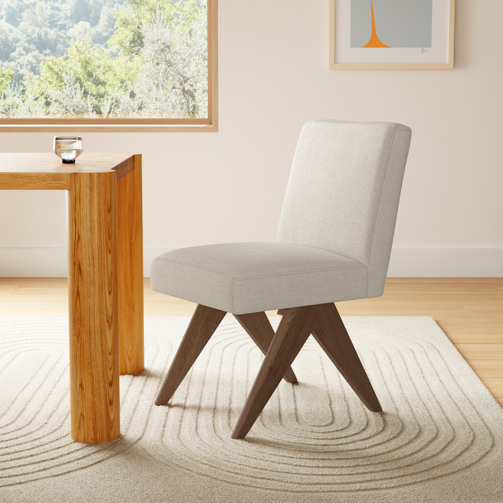 Brittnie Mid Century Modern Dining Chair, Beige