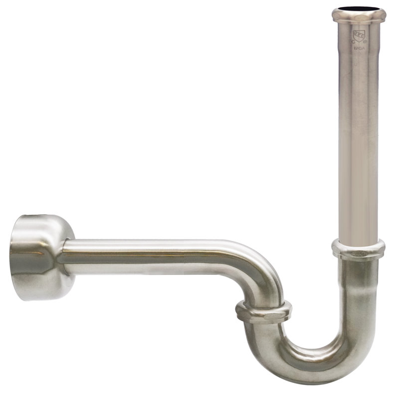 Siphon en P 1-1 / 4 po en laiton avec tube d'extension à joint coulissant de 12 po, Nickel satiné