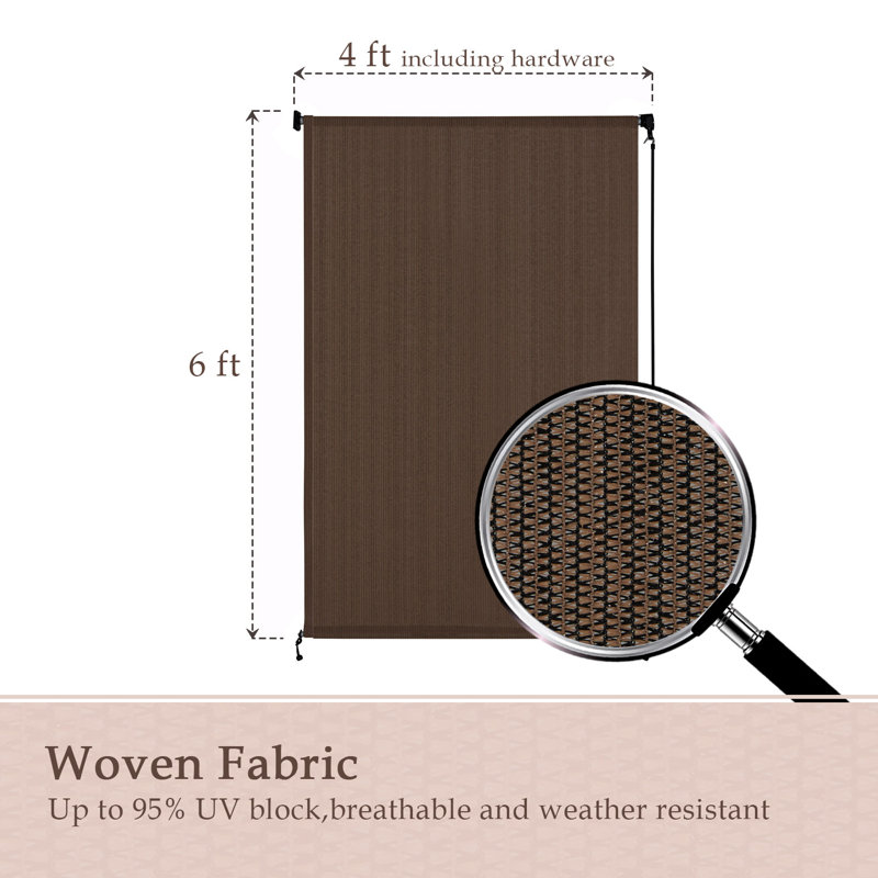 Semi Sheer Roller Shade, 48" W x 72" L, Mocha