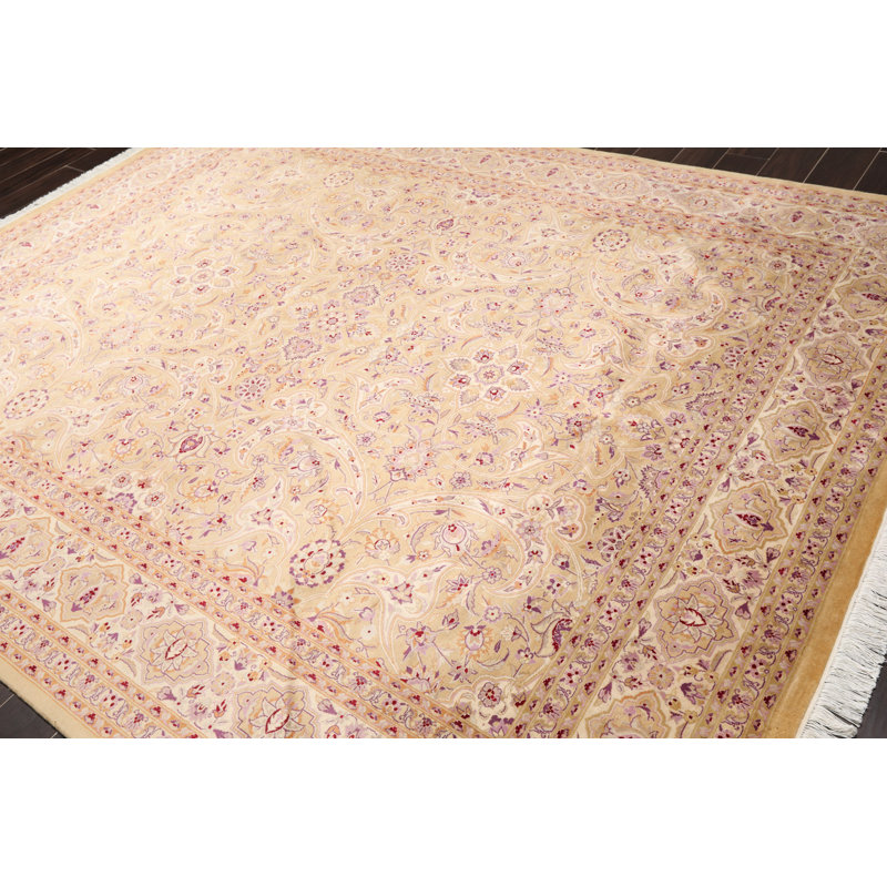 Tapis brun clair / rouge / brun en laine noué à la main de conception unique 8 pi 1 po x 10 pi 3 po