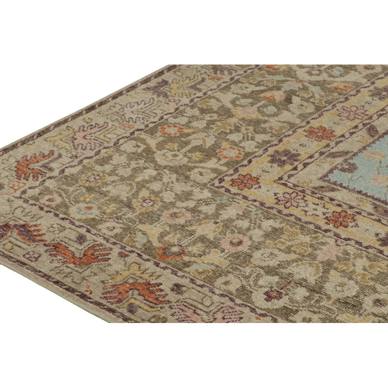Distressed Homage Hand Knotted Wool Floral Area Rug, Runner 3' x 8'