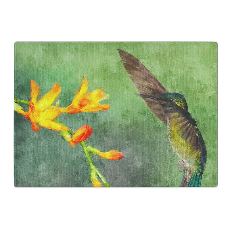 Hummingbird by the Flower Painting Chopping Board, 0.4cm H x 28.5cm W x 39cm L