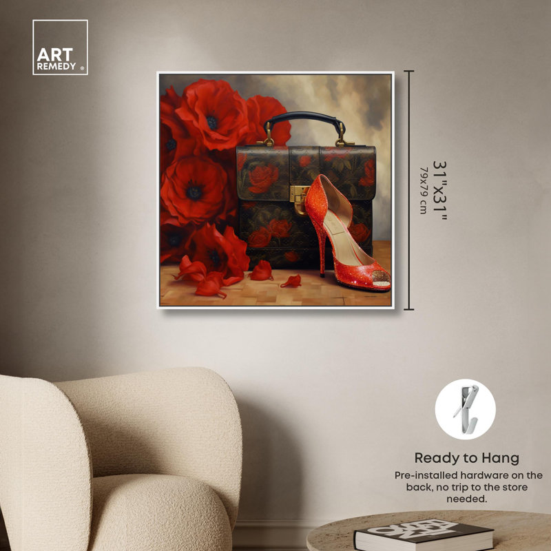 Art mural rétro sur toile Glam In Blossoming, Cadre blanc, H 31 po x l 31 po