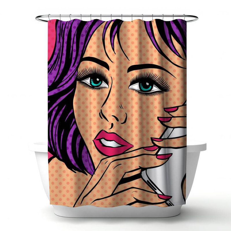 Shower Curtain MI9 – Polyester Shower Curtain, Dye Sublimation Print, 71" W × 74" L