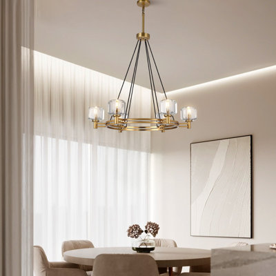Round Crystal Chandelier, 36" Extra Large Farmhouse Chandeliers For Dining Room,living Room Bedroom Kitchen Island
