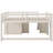 Full Size Low Loft Bed with Slide, Storage Drawers, Trundle & Pine Wood Frame, Beige Grey