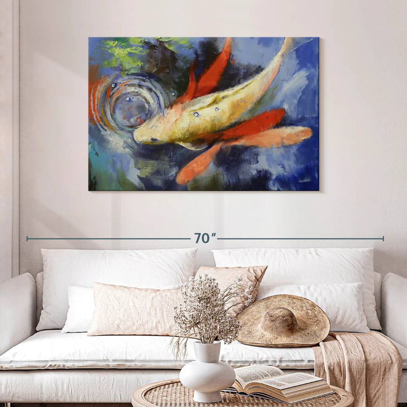 Koi et ondulations de l'eau, H 30 po x l 45 po