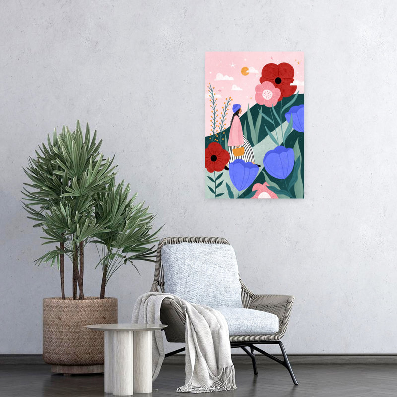Art contemporain contemporain avec paysage ludique, H 24 po x l 16 po