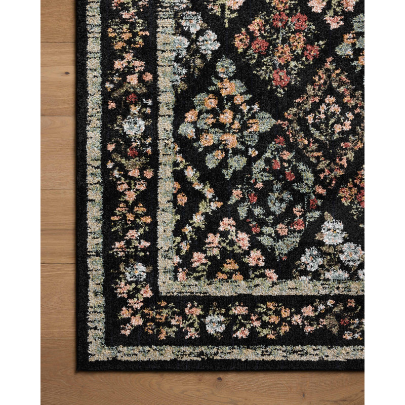 Rifle Paper Co. x Loloi Laurel Black Area Rug, Runner 2'8" x 10'