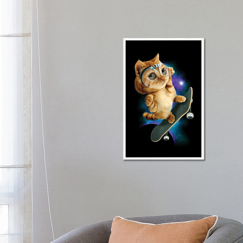 Skateboard Cat by Adam Lawless - Print on Canvas