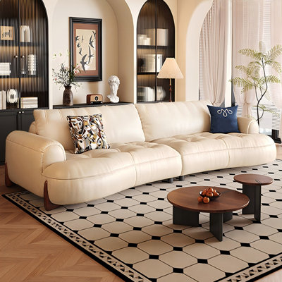 Causeuse-coussin modulaire en cuir véritable blanc