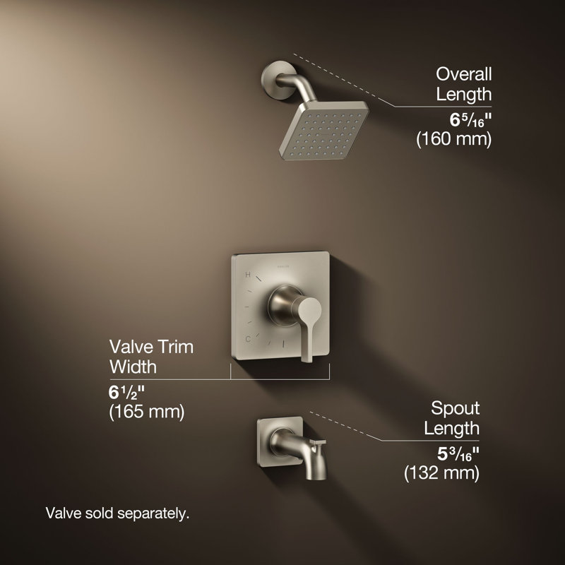 Venza Rite-Temp 1.75 GPM Bath And Shower Faucet Trim Set, Vibrant Brushed Nickel