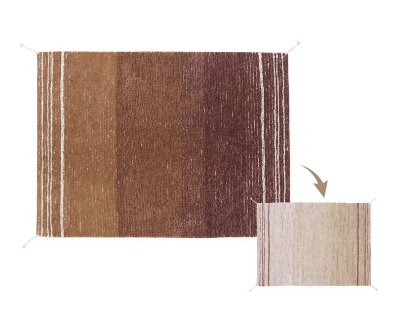 Reversible Washable Rug Twin Toffee, Rectangle 5'7" x 8'