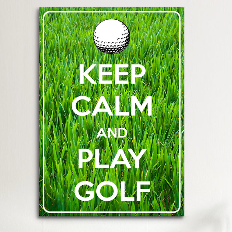 Estampe numérique sur toile Jeter Keep Calm and Play Golf, H 12 po x l 8 po x P 0,75 po, Toile tendue, Pas de tapis