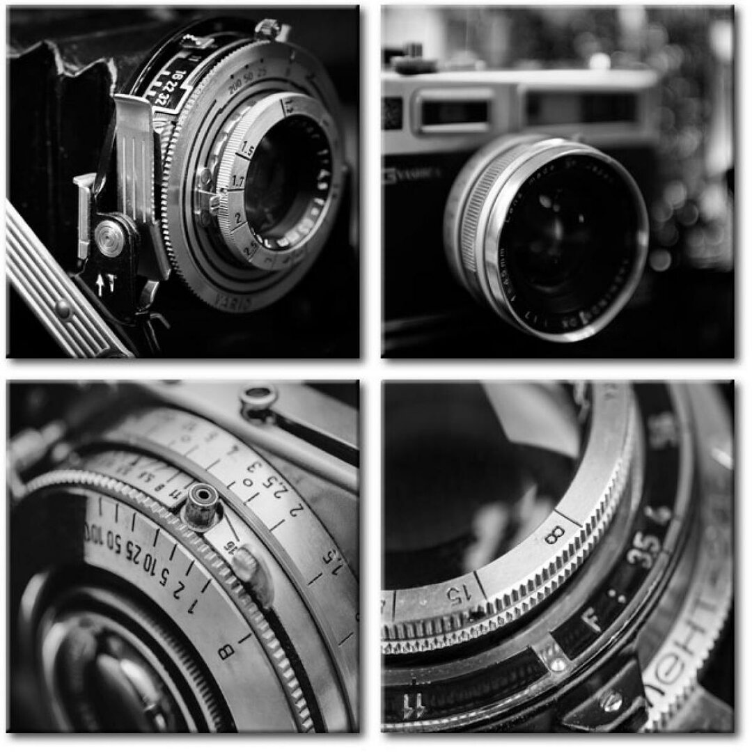 4-tlg. Leinwandbild-Set Vintage Cameras