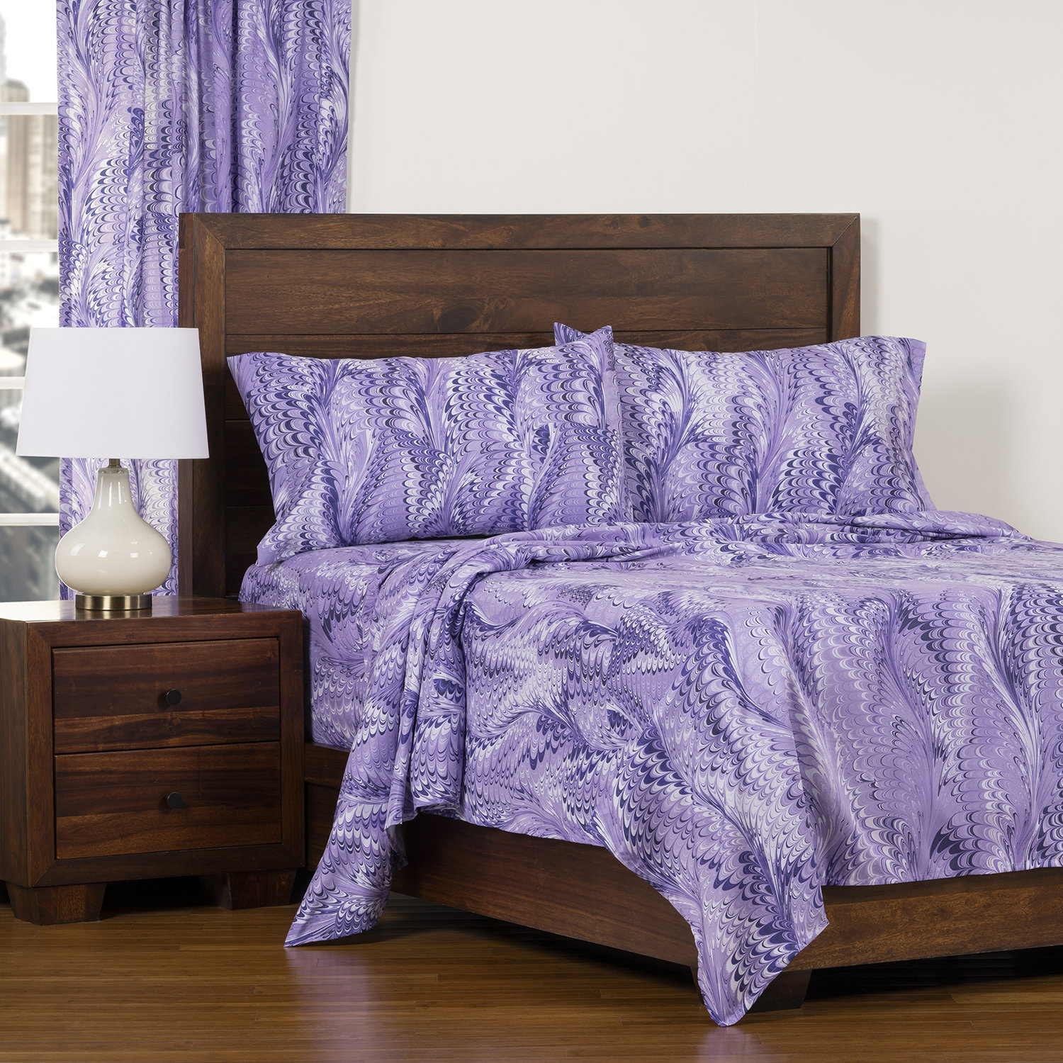 Abstract Sheet Set THE ART OF MARBLING Landslide Marbled Abstract Sheet Set | Wayfair