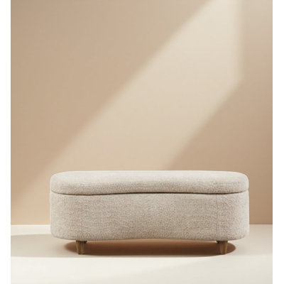 Modern Minimalist Creamy Lambswool Storage Ottoman